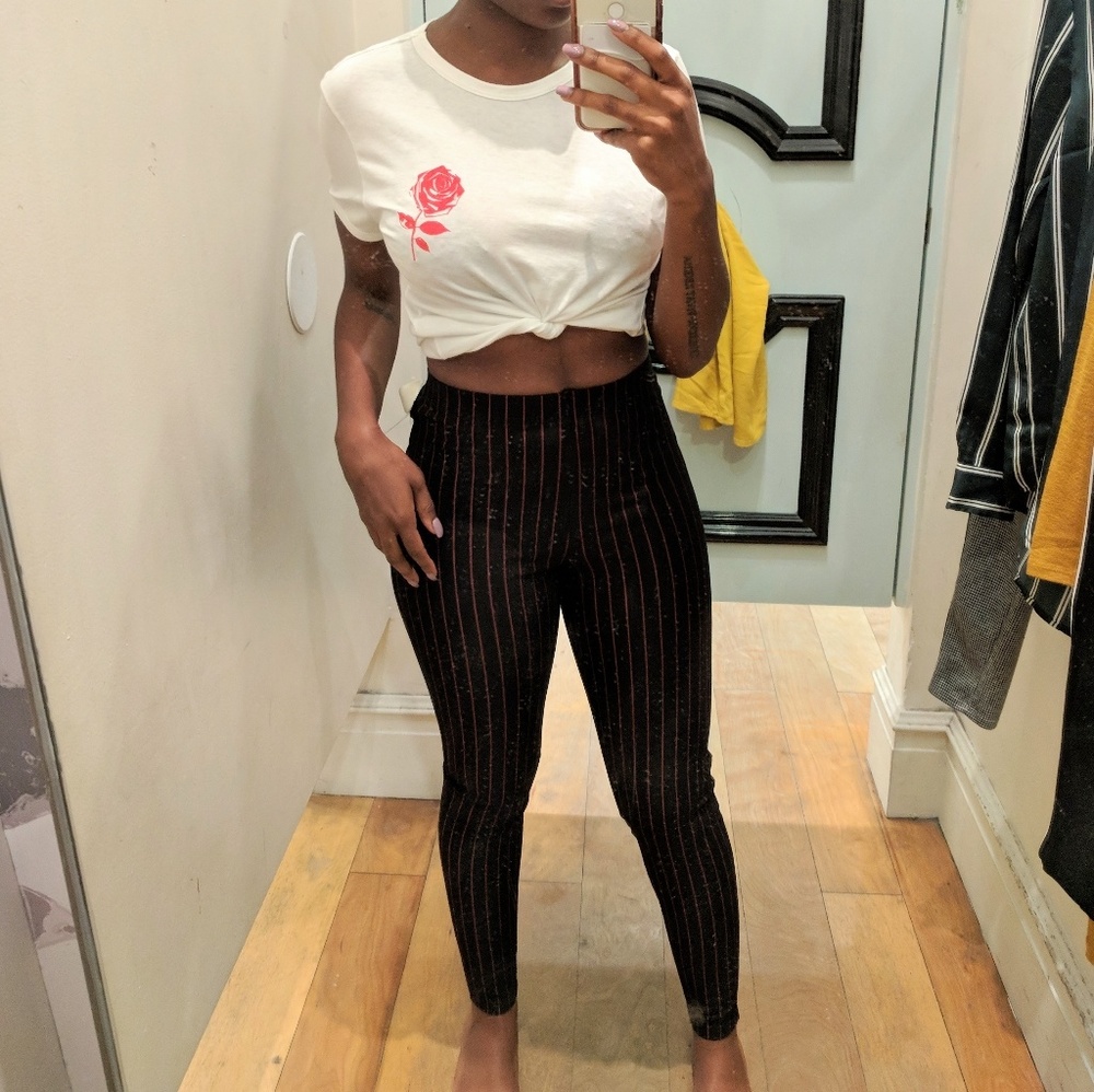 Pinstriped Knit Leggings